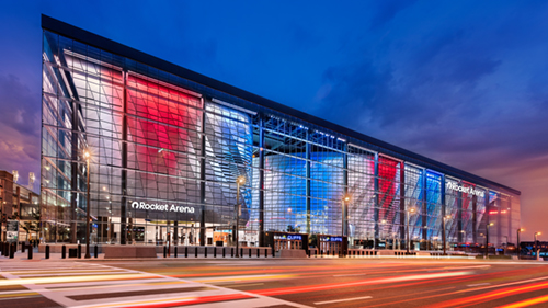 Exterior of Rocket Arena in Cleveland